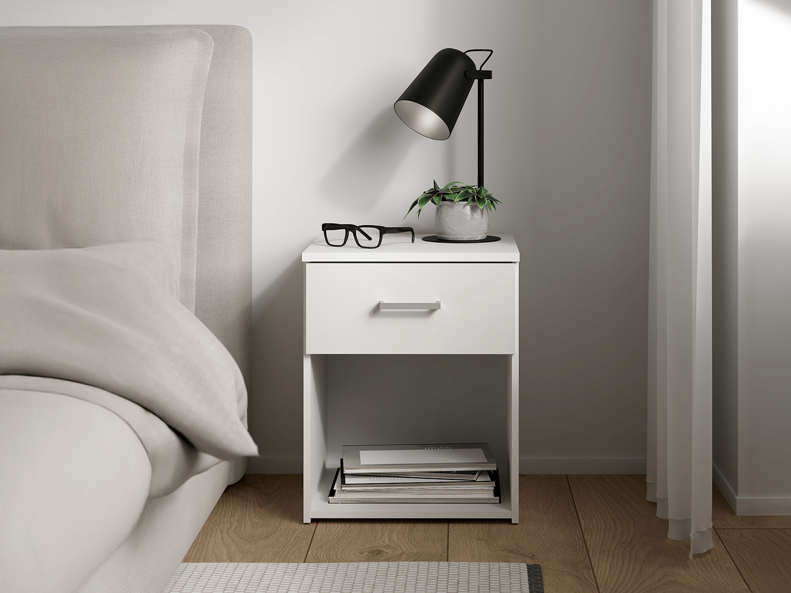 Nachtkastje SPACIO 1 lade wit 