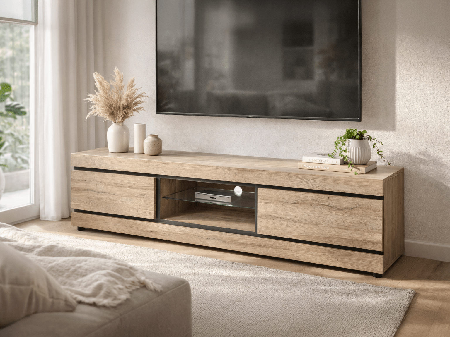 TV-meubel MARNOIX 2 lades franse eik