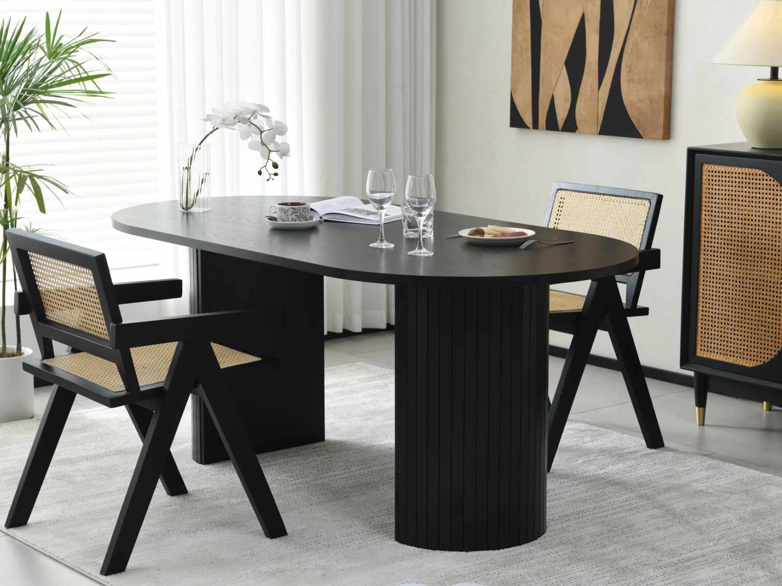 Ovale eettafel LUNARA 180 cm zwarte eik