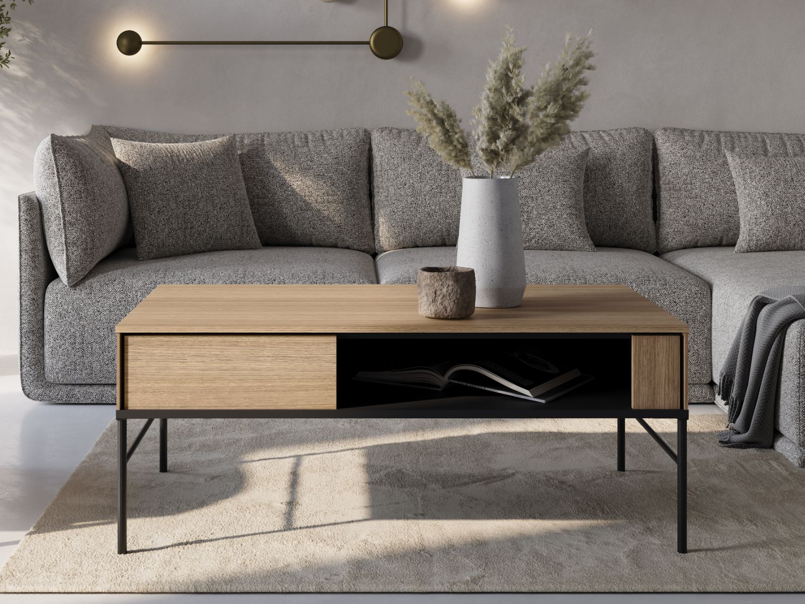 Rechthoekige salontafel VIDDO linea eik