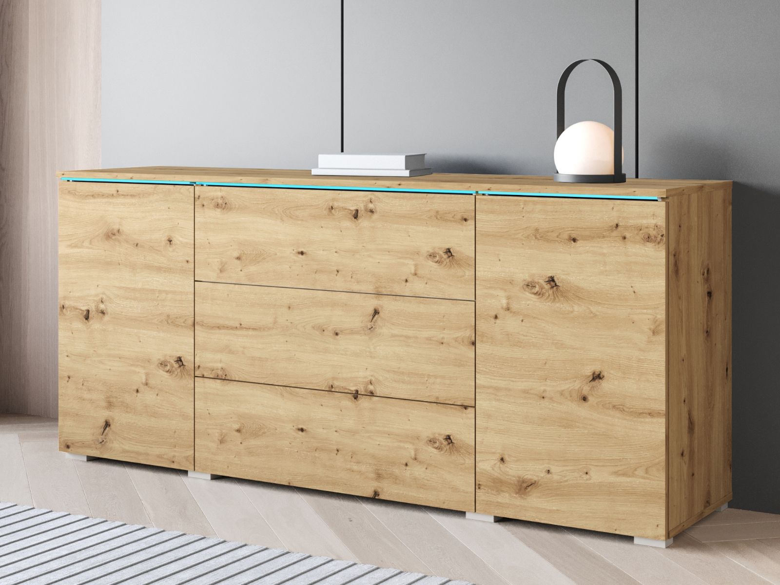 Dressoir VITTORIO 2 deuren 3 lades artisan eik