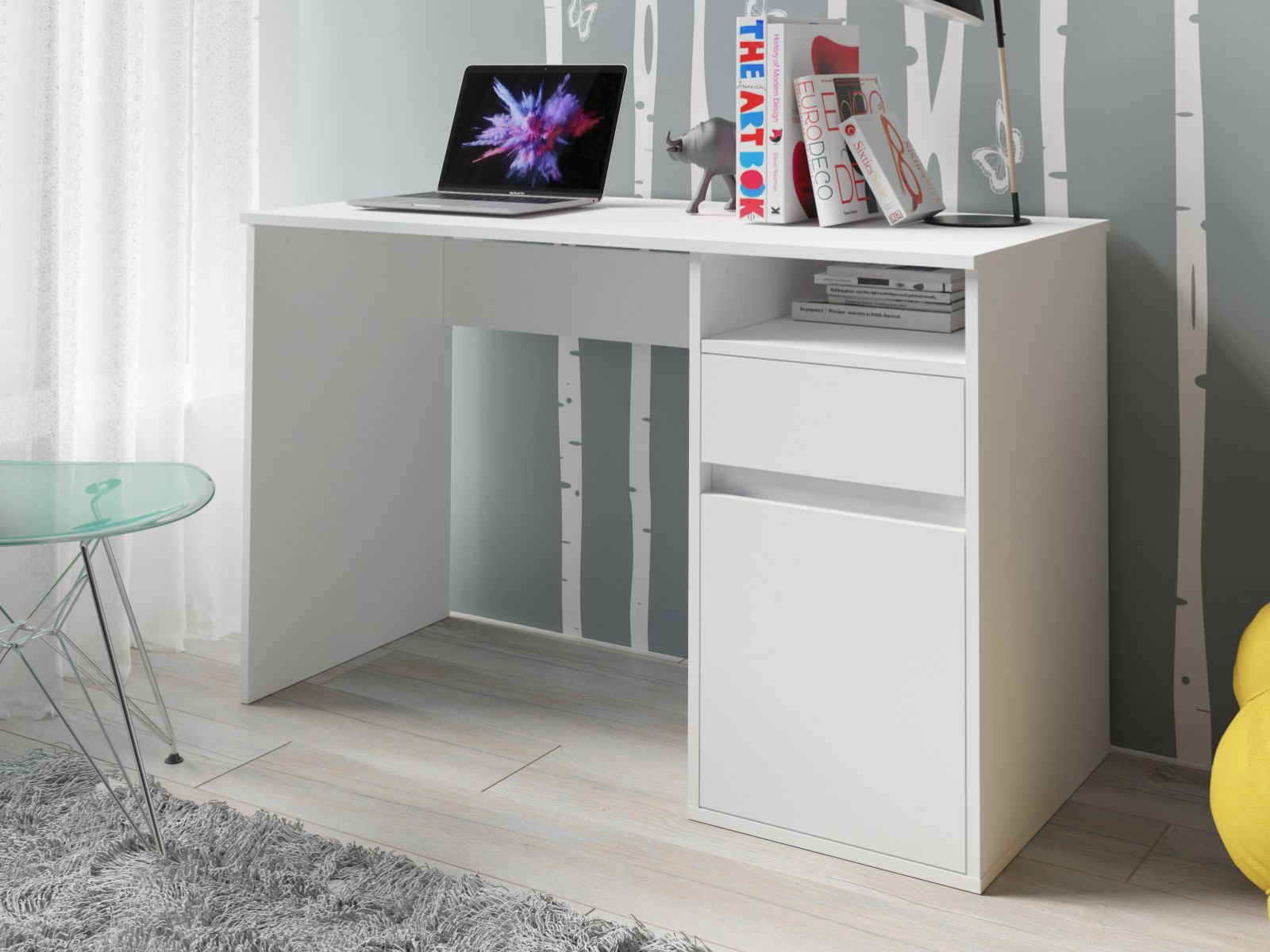Bureau BIDOU 1 deur 1 lade wit