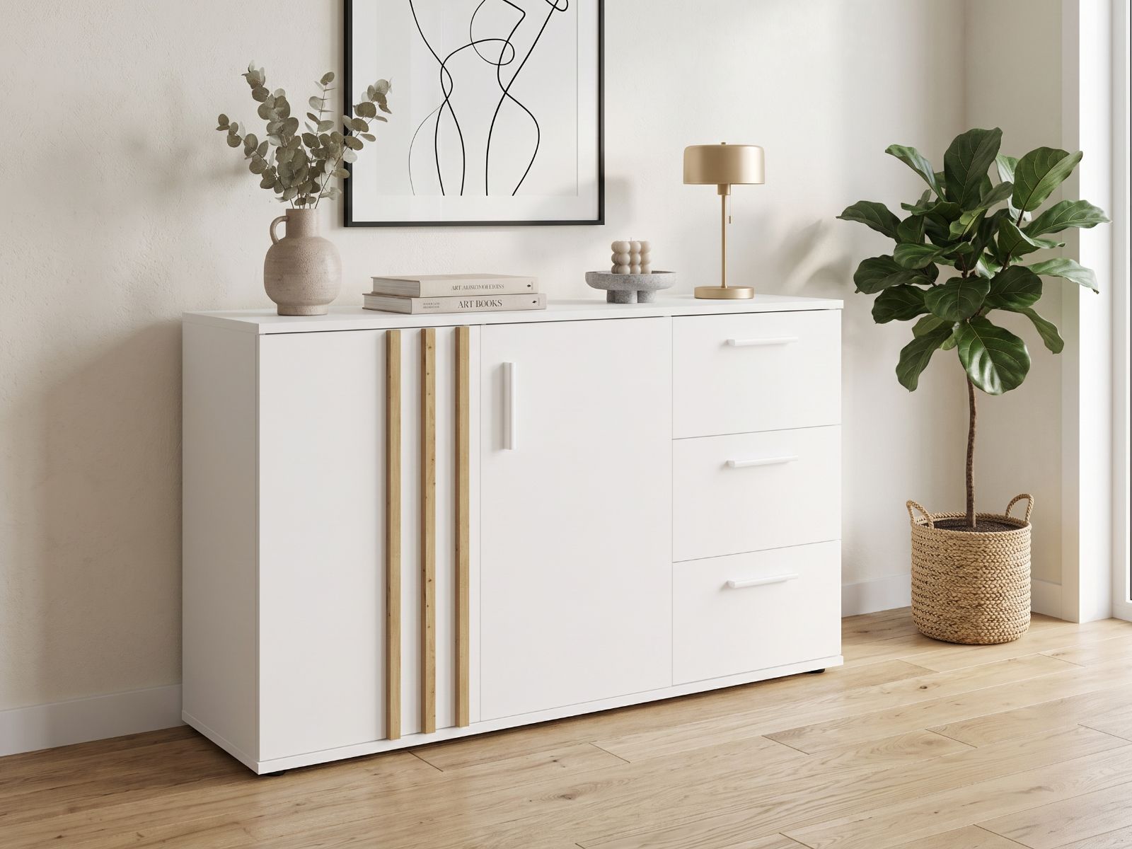 Commode GONZOLA 2 deuren 3 lades wit