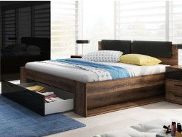 Bed GALACTIC 180x200 cm hoogglans zwart/monastery eik