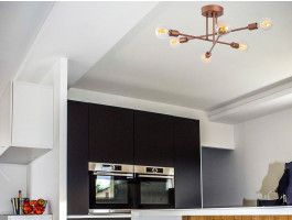 Plafondlamp FLORUS 6 lampen koper 