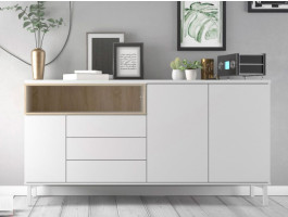 Commode ROMU 3 deuren en 3 lades wit/eik 