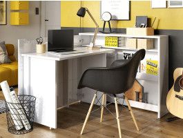 Uitklapbaar bureau CONCEPTION PRO wit/hoogglans wit links 