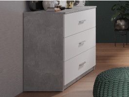 Commode SAMMOU 3 lades beton/wit