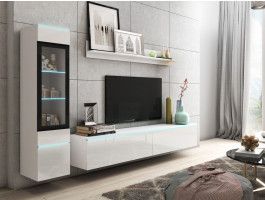 Tv-meubel set VITTORIO 4 deuren hoogglans wit met verlichting