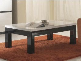 Salontafel ROMEO rechthoekig hoogglans zwart/hoogglans wit