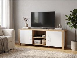 Tv-meubel OLIANNE 2 deuren natuurlijke eik/wit