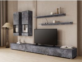 Tv-meubel set BABEL 5 deuren kleurrijke leisteen