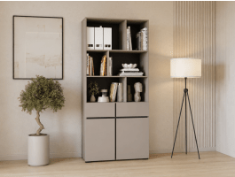 Boekenkast CROSSAIR 2 deuren 2 laden taupe