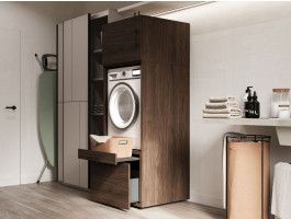 Kast WASHING 1 machine LARGE walnoot