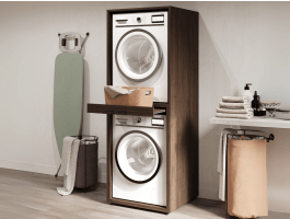 Wasmachinekast WASHING 2 machines boven elkaar MEDIUM walnoot