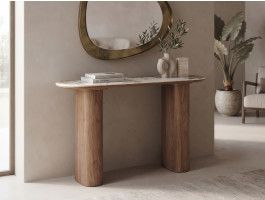 Console EVORYA 120 cm wit marmer/hout