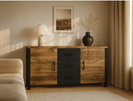 Dressoir OLIANNE 2 deuren 3 lades appenzeller sparren/zwart