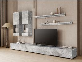 Tv-meubel set BABEL 5 deuren beton met verlichting