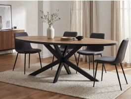 Ovale eettafel LANAKO 110x220 cm industriële eik