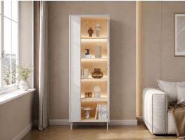 Vitrinekast LIKA 2 deuren 67 cm wit/Vincenza eik