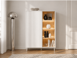 Vitrinekast LIKA 2 deuren 110 cm wit/Vincenza eik