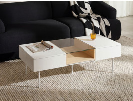 Salontafel LIKA 2 laden wit/Vincenza eik