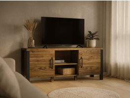 Tv-meubel OLIANNE 2 deuren appenzeller sparren/zwart