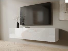 Tv-meubel KINGSTON 1 klapdeur 140 cm wit/hoogglans wit