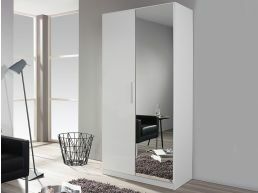 Schoenen- en kledingkast MINOTOR 2 deuren met spiegel wit