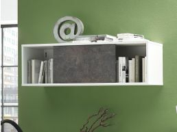 Boekenkast met schuifdeuren ALTO 1 vak wit/beton