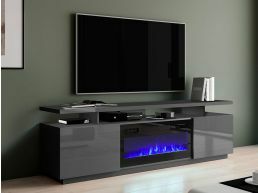Tv-meubel met haard EVAPE 2 deuren grafiet/hoogglans grafiet 