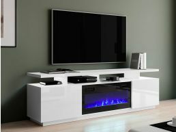 Tv-meubel met haard EVAPE 2 deuren wit/hoogglans wit