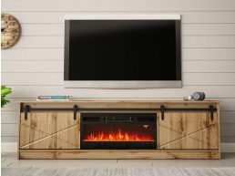 Tv-meubel met haard GRALO 2 schuifdeuren wotan eik 