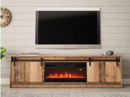 Tv-meubel met haard GRALO 2 schuifdeuren old wood