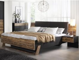 Bed BANGKING 180x200 cm metaalgrijs/vintage bruin zonder lades 