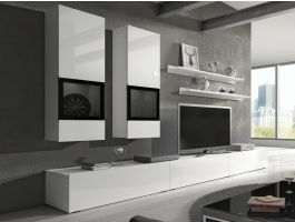 Tv-meubel set BABEL 5 deuren wit/hoogglans wit zonder led zonder salontafel