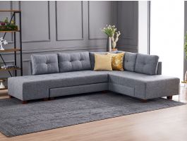 Converteerbare hoekbank MANDALA met longchair rechts grijs