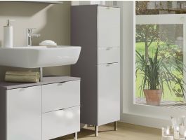 Kolomkast MANAU 2 deuren en 1 lade grafiet/wit 