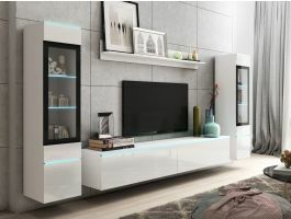 Tv-meubel set VITTORIO 6 deuren hoogglans wit met verlichting