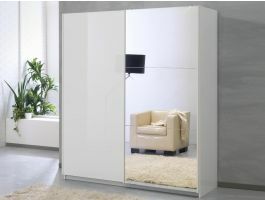 Kast SALSA hoogglans wit 2 schuifdeuren 180 cm deuren hoogglans wit/spiegel
