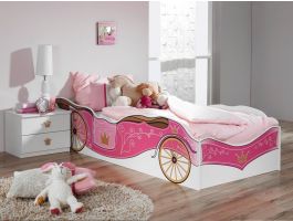 Bed PIPA 90x200 cm wit/roze