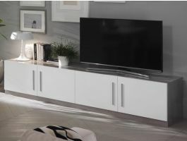 Tv-meubel GRENADE 4 deuren hoogglans marmer/hoogglans wit