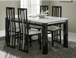 Eettafel REBECCA 190 cm hoogglans zwart/hoogglans wit
