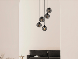 Hanglamp FELLINA 5 lampen zwart