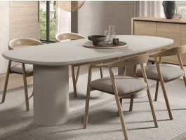 Ovale eettafel DURDEN 230 cm wit cementex