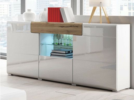 Dressoir TORERO 3 deuren 1 lade sanremo/hoogglans wit