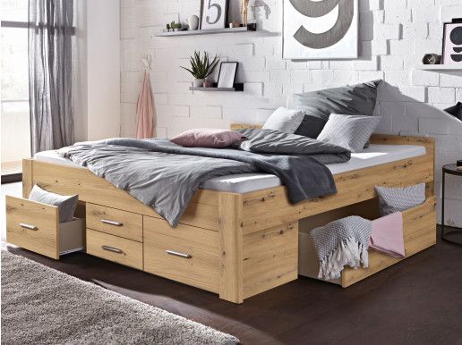 Bed SCARLETT 180x200 cm artisan eik met zes lades