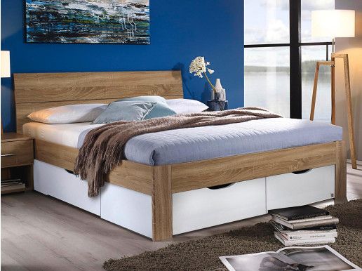 Bed FLASH 140x200 cm eik sonoma/wit met lades