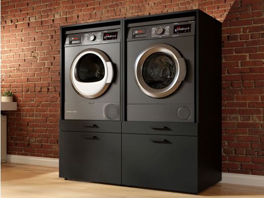 Kast WASHING 2 machines naast elkaar zwart