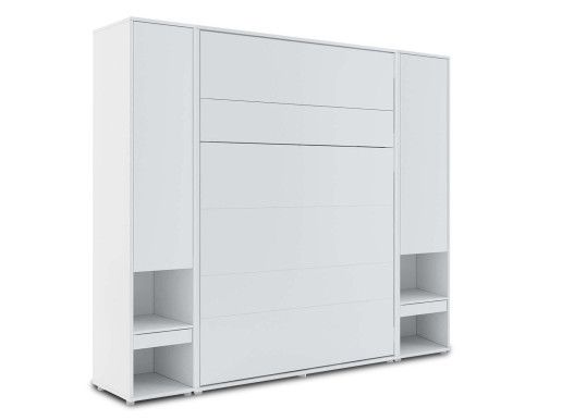 Opklapbed CONCEPTION PRO 140x200 cm mat wit (verticaal) met kasten en matras
